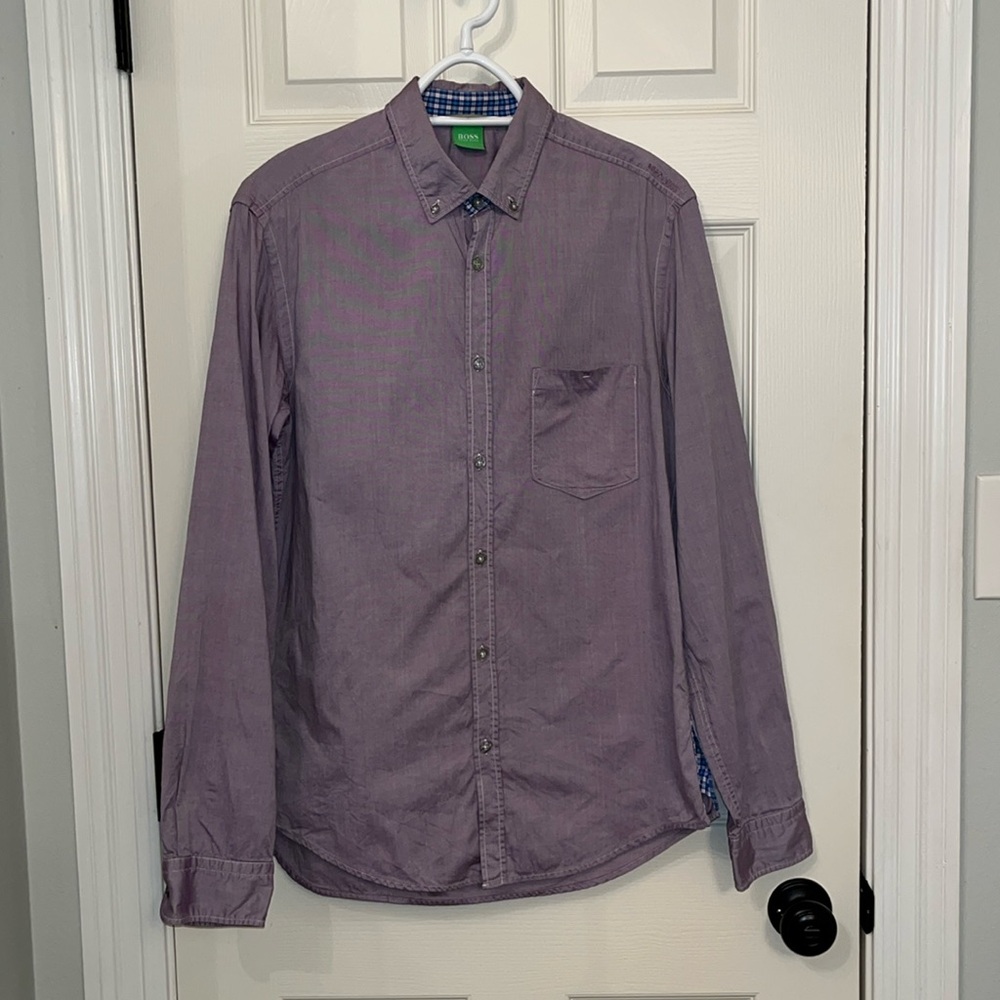 Hugo Boss‎ Green Label Light Purple Long Sleeve Button Down Shirt Size Medium